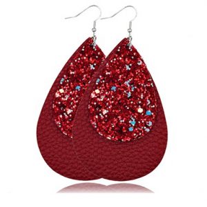 Wine Red Layered Sequin Detail Earring Set - One Size