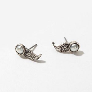 Wing Faux Pearl Stud Earrings