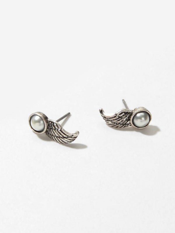 Wing Faux Pearl Stud Earrings