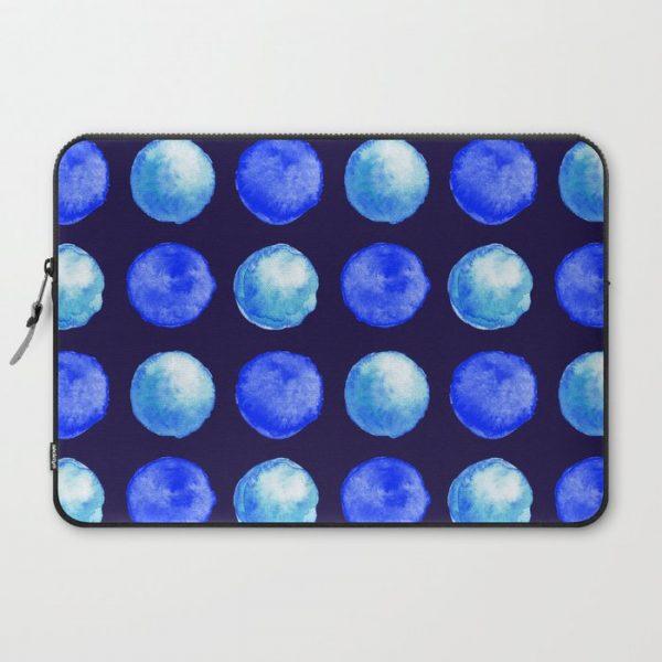 Winter Blue Watercolor Large Dots Pattern Computer Cover by Boriana Giormova - Laptop Sleeve - 15"