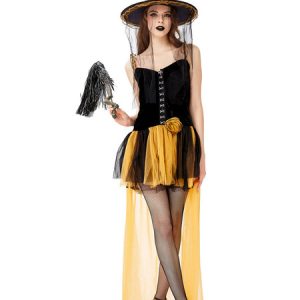 Witch Halloween Costumes Black Dress Women Holidays Costumes