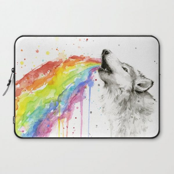 Wolf Rainbow Watercolor Animal Computer Cover by Olechka - Laptop Sleeve - 15"