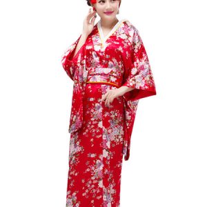 Woman's Japanes Costumes Floral Print Silk Holidays Costumes