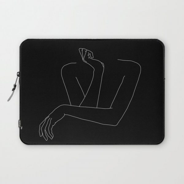 Woman's body line drawing illustration - Anna black Computer Cover by The Colour Study - Laptop Sleeve - 13"