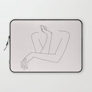 Woman's crossed arms line drawing - Anna Natural Computer Cover by The Colour Study - Laptop Sleeve - 13"