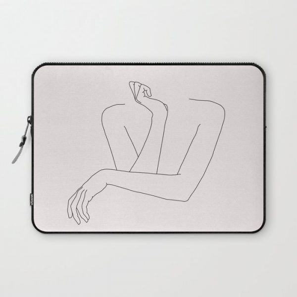 Woman's crossed arms line drawing - Anna Natural Computer Cover by The Colour Study - Laptop Sleeve - 13"