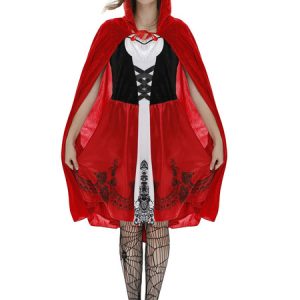 Women Carnival Costumes Little Red Riding Hood Cosplay Cloak Dress Holiday Costume