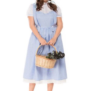 Women Halloween Costumes Baby Blue Maid Jumper Skirt Cotton Lace Trim Holidays Costumes