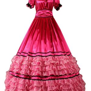 Women Retro Costumes Ruffles Silk Dress Marie Antoinette Costume 18th Century Costume