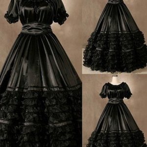 Women Retro Costumes Ruffles Silk Dress Marie Antoinette Costume 18th Century Costume