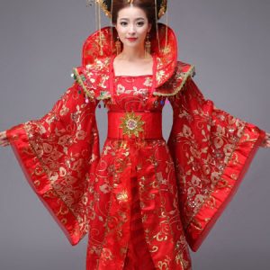 Women's Chinese Costume Halloween Ancient Empress Yellow Sequined Fancy Dress