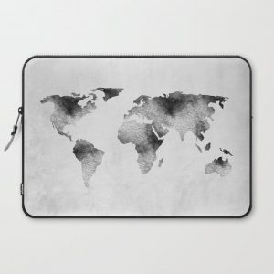 World Map - Hammered Metallic Monochrome Computer Cover by MapMaker - Laptop Sleeve - 15"