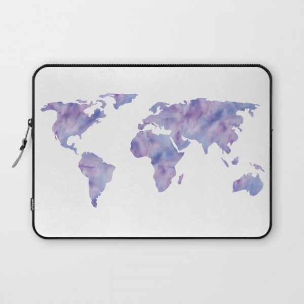 World Map Light Blue Purple Indigo Computer Cover by MapMaker - Laptop Sleeve - 13"