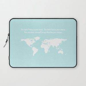 World Map with inspirational Dr. Seuss quote in teal, green, mint Computer Cover by Dustin Hall - Laptop Sleeve - 13"