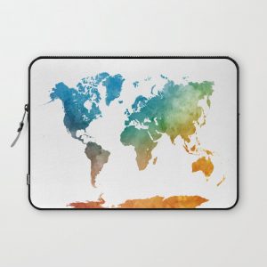 World map in watercolor 17 Computer Cover by CrisrommerART - Laptop Sleeve - 13"