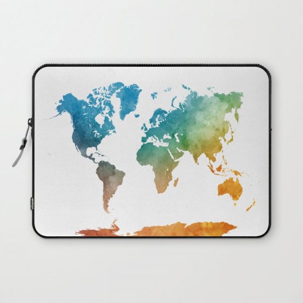 World map in watercolor 17 Computer Cover by CrisrommerART - Laptop Sleeve - 13"