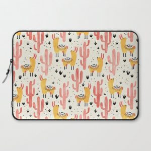 Yellow Llamas Red Cacti Computer Cover by Lidiebug - Laptop Sleeve - 15"