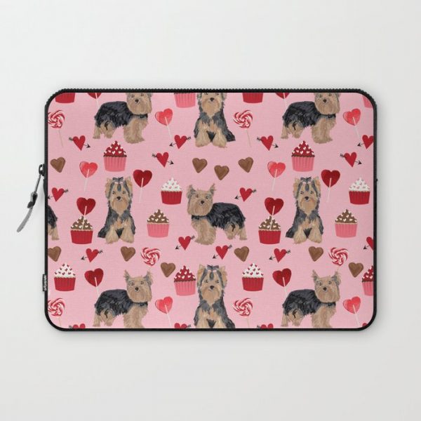 Yorkie valentines day yorkshire terrier hearts cupcakes dog breeds dog gifts pet portraits Computer Cover by PetFriendly - Laptop Sleeve - 13"