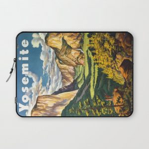 Yosemite National Park Vintage Travel Poster Landscape Illustration Computer Cover by EnShape - Laptop Sleeve - 13"