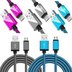 aluminum alloy fabric braided nylon usb cable 1m 2m 3m type c micro usb data charging cables for samsung s6 s7 edge s10