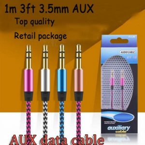 arrival 3.5mm aux audio cables male to male stereo car extension audio cable for mp3 for phone 10 colors with retail package