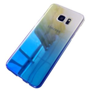 aurora gradient color transparent hard pc phone case for samsung galaxy s7 s7 edge cover luxury electroplate original case