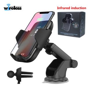 automatic infrared sensor holder 10w wireless car charger for ip x xs xr quick fast charger car mount for samsung s10 s9 charger