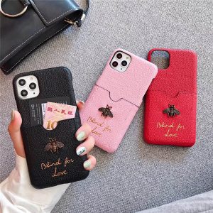 beautiful luxury women bee designer phone cases fashion cover for iphonex 7plus 8p 7 8 11 11promax 11pro letter brand with card