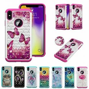 bling diamond hybrid owl mandala flower butterfly hard pc tpu case for iphone 11 pro xr xs max x 8 plus galaxy s10e note 10 plus cover