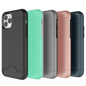 brushed card slot holder armor kickstand rugged hard cover case for iphone 11 pro max xs xr x 8 7 6 6s plus samsung galaxy s10 s9 s8 note 10