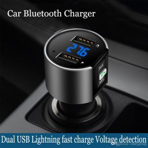 c26s car mp3 player bluetooth handskit fm transmitter cigarette lighter dual usb charging battery voltage detection u disk play