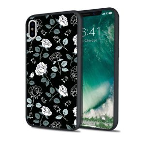 capa luxury black white roses case for iphone 11 pro xs max xr 8 7 6s plus 5s se 5 case soft silicone cover.