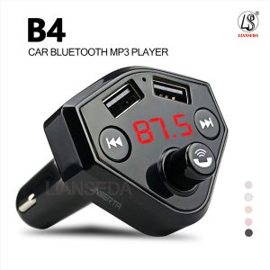 car b4 wireless fm transmitter modulator bluetooth car kit charger 3.1a port usb charger portable mp3 player handscall support tf