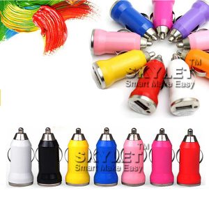 colorful mini usb car charger 5v/1a portable charger adapter socket for iphone samsung huawei moto