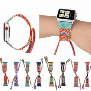 colorful nylon woven band for apple watch 38mm/40mm/42mm/44mm women's creative hand made braided straps for apple watch band