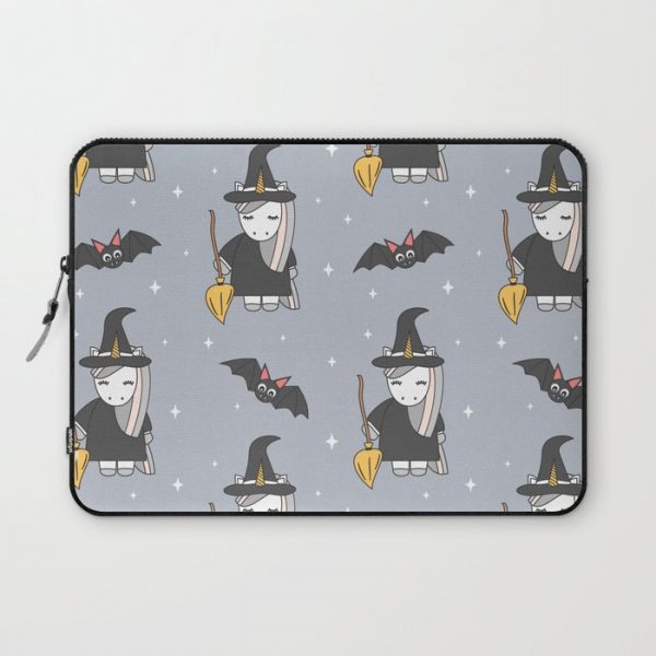 cute cartoon unicorn witch with broom and bats halloween pattern Computer Cover by Alice Vacca - Laptop Sleeve - 13"