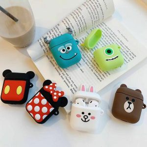 cute cartoon with lanyard pendant portable silicone skin shockproof airpod case iphone bluetooth earphone protective cover for apple airpod