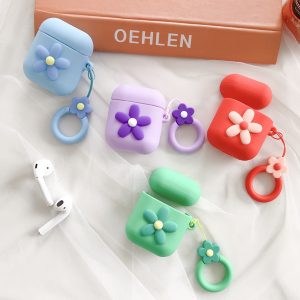 cute protective case for airpods 1/2 bluetooth headset case for airpods fashion silicone cartoon flower pattern storage box wholesale