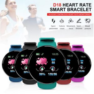 d18 smart watch men women blood pressure round smart wristband waterproof sport smart watch fitness tracker for android ios