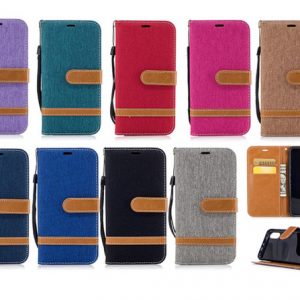 denim jeans canvas card wallet flip leather cover case for iphone xs max 8 7 6s plus samsung s7 s8 s9 s10e plus samsung m10 m20 m30