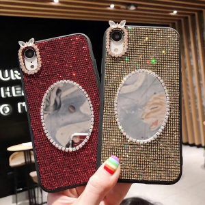 designer phone case for iphone 11 pro/11/11promax fashion iphone xs max xr x/xs 7p/8p 7/8 6p/6sp female's luxury case with makeup mirror