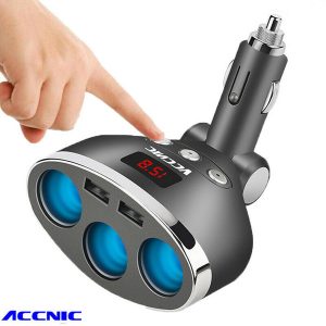 dual usb port 3 way 12-24v auto car cigarette lighter socket splitter charger uk