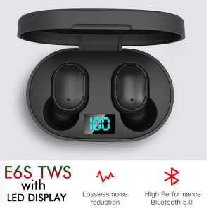 e6s tws bluetooth earphone with power led display charger box bt5.0 wireless headset hifi sound stereo earbuds auto pairing dual mic