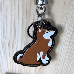 fashion chai dog keychains luxury designer calfskin leather key chain laser embossed logo bag pendants with box