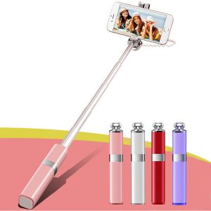 fashion charm temptation lipstick monopod selfie stick for iphone 7 foldable wired foldable selfie pole for android ios camera self-timer