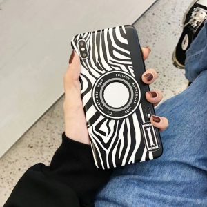 fashion phone case with leopard print for iphone x/xs xr xsmax 6/6s 6p/6sp 7/8 7p/8p cool case in camera style