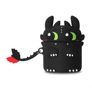 fashion silicone airpods case for pro3 & 1/2 bluetooth headset cute cartoon dragon print shockproof cover airpods storage box with lanyard