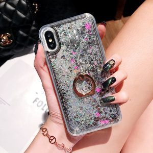 fashion soft dynamic liquid glitter quicksand gel tpu case cover for iphone6 6 6plus 7 7plus ring holder case