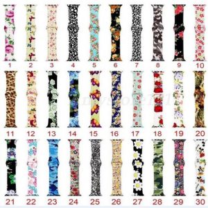 flower bands for apple watch series 4 3 2 1 40mm 44mm, silicone pattern printed strap for iwatch series 4 3 2 1