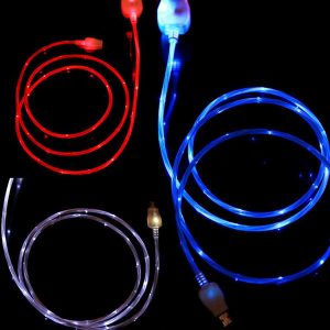 flowing usb cable upgrade extra bright brilliant led micro light up charging charger data cable w/ direction flow stream opp bag